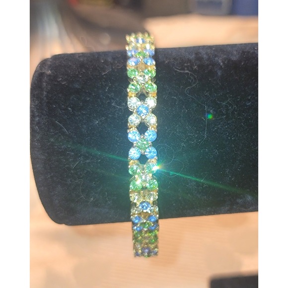 Vtg Joan Rivers Gold Vermeil Crystal Rhinestone XO Tennis Bracelet 7.5" Signed - Picture 3 of 15